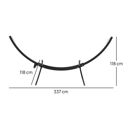 Metal Hammock Stand with Wheels, Hammock Stand Base Max Load 150 kg with Chains, Hooks, for Outdoor and Indoor, 337 x 118 x 118 cm Black