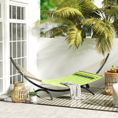 Metal Hammock Stand with Wheels, Hammock Stand Base Max Load 150 kg with Chains, Hooks, for Outdoor and Indoor, 337 x 118 x 118 cm Black