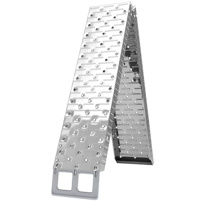 Folding Steel Loading Ramp with Maximum Load 230 kg, Non-Slip Space-Saving Ramp for 22 cm Wide Wheels, for Motorcycles and Bikes, 190x22x8 cm, Silver