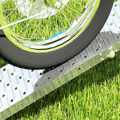 Folding Steel Loading Ramp with Maximum Load 230 kg, Non-Slip Space-Saving Ramp for 22 cm Wide Wheels, for Motorcycles and Bikes, 190x22x8 cm, Silver