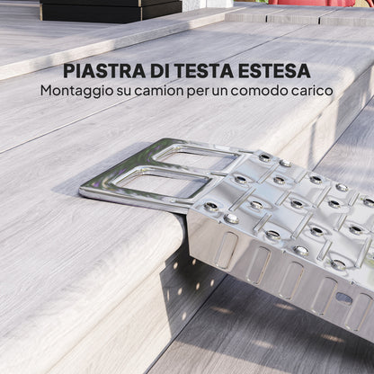 Folding Steel Loading Ramp with Maximum Load 230 kg, Non-Slip Space-Saving Ramp for 22 cm Wide Wheels, for Motorcycles and Bikes, 190x22x8 cm, Silver