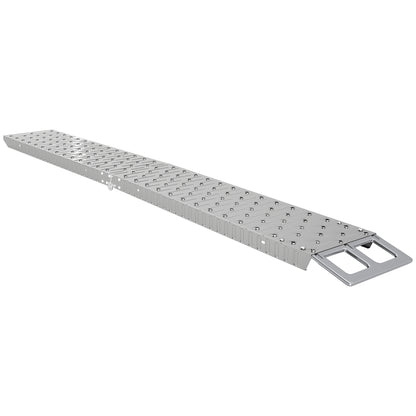 Folding Steel Loading Ramp with Maximum Load 230 kg, Non-Slip Space-Saving Ramp for 22 cm Wide Wheels, for Motorcycles and Bikes, 190x22x8 cm, Silver