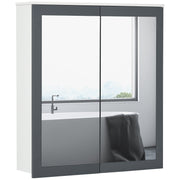 Keankin Bathroom Cabinet with Mirror Wall Mounted Bathroom Cabinet with 2 Glass Doors and Adjustable Shelves 69x17x75.5 cm White