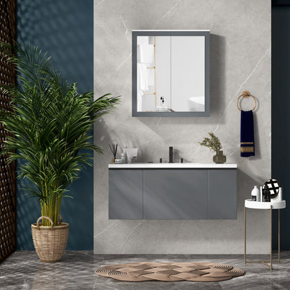 Keankin Bathroom Cabinet with Mirror Wall Mounted Bathroom Cabinet with 2 Glass Doors and Adjustable Shelves 69x17x75.5 cm White