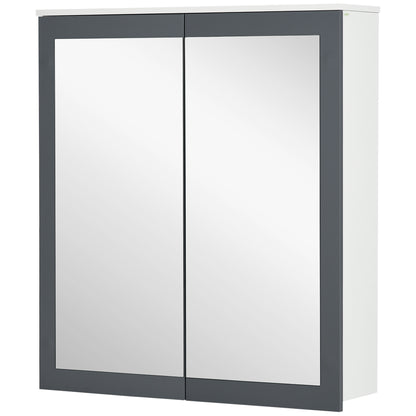 Keankin Bathroom Cabinet with Mirror Wall Mounted Bathroom Cabinet with 2 Glass Doors and Adjustable Shelves 69x17x75.5 cm White