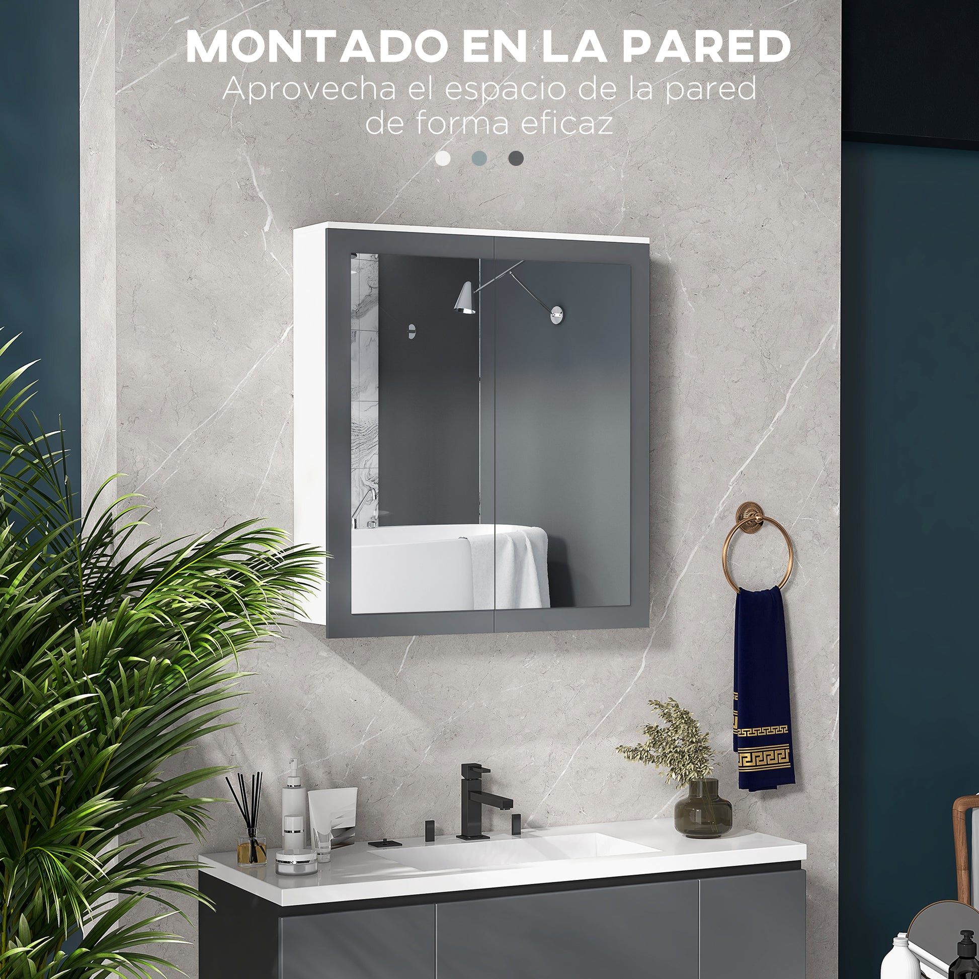 Keankin Bathroom Cabinet with Mirror Wall Mounted Bathroom Cabinet with 2 Glass Doors and Adjustable Shelves 69x17x75.5 cm White