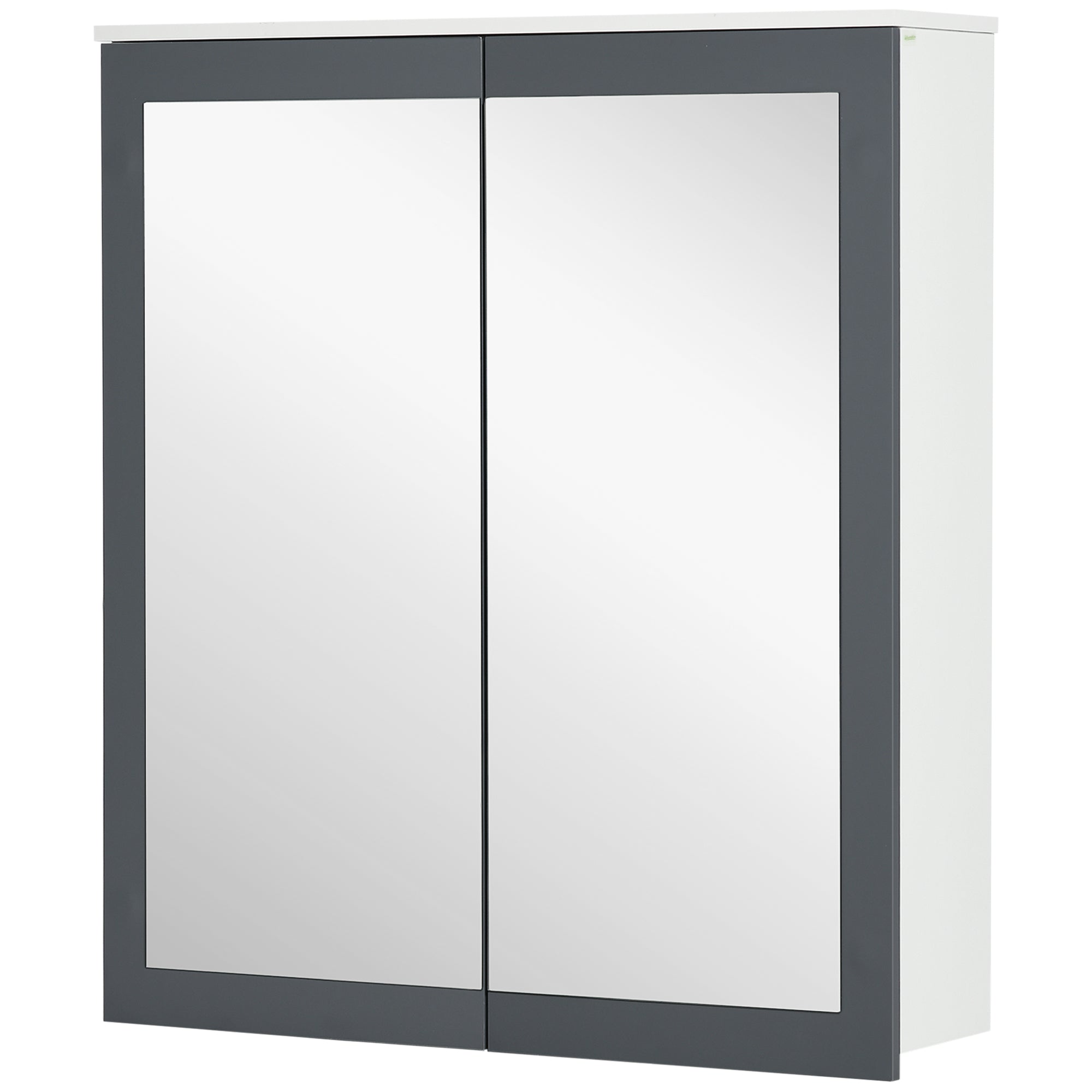Keankin Bathroom Cabinet with Mirror Wall Mounted Bathroom Cabinet with 2 Glass Doors and Adjustable Shelves 69x17x75.5 cm White