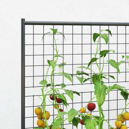 Large Galvanized Steel Outdoor Planter with Trellis for Climbing Plants and Open Base for Patio Terrace Balcony 80x115x125 cm Dark Gray