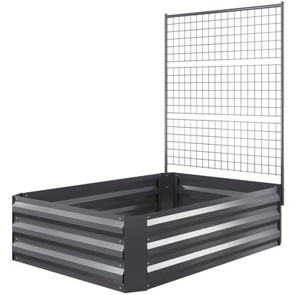 Large Galvanized Steel Outdoor Planter with Trellis for Climbing Plants and Open Base for Patio Terrace Balcony 80x115x125 cm Dark Gray