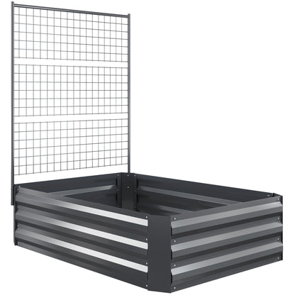Large Galvanized Steel Outdoor Planter with Trellis for Climbing Plants and Open Base for Patio Terrace Balcony 80x115x125 cm Dark Gray