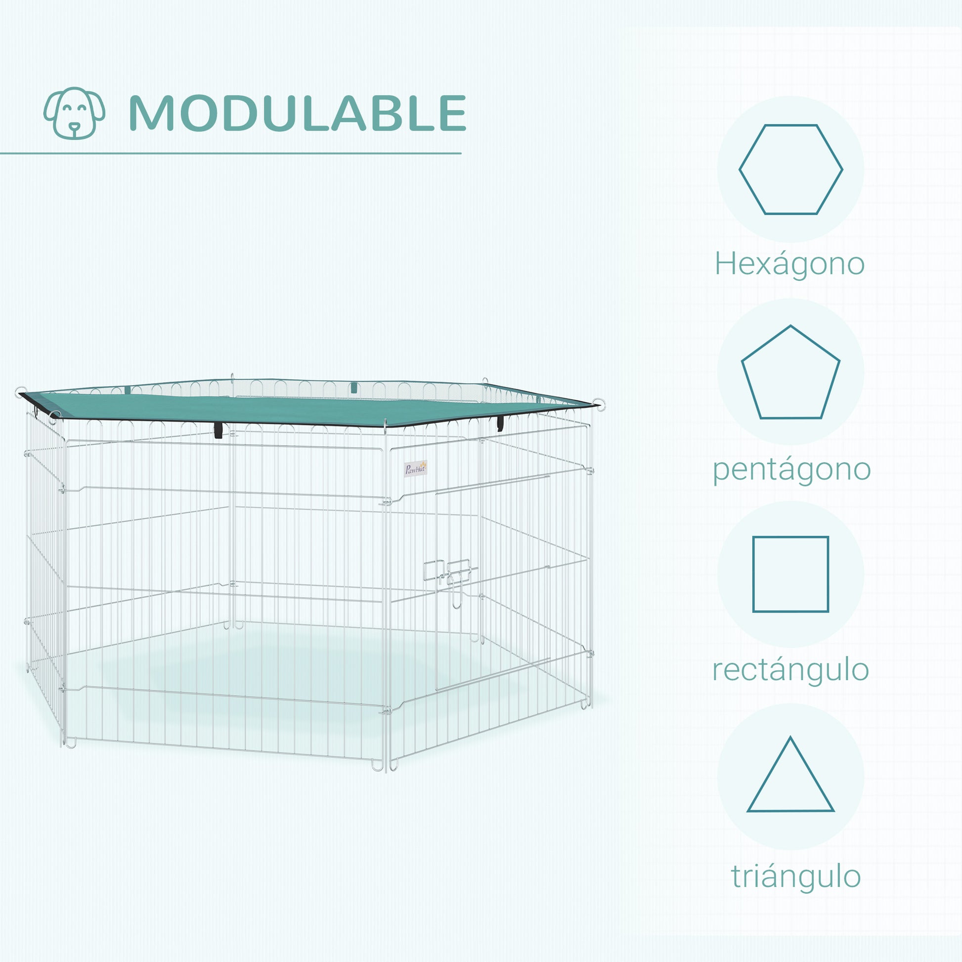 Dog Playpen 6 Panels 59x60 cm Foldable Metal Fence for Pets with Door with Latch and Top Canopy for Garden Patio Outdoor Silver