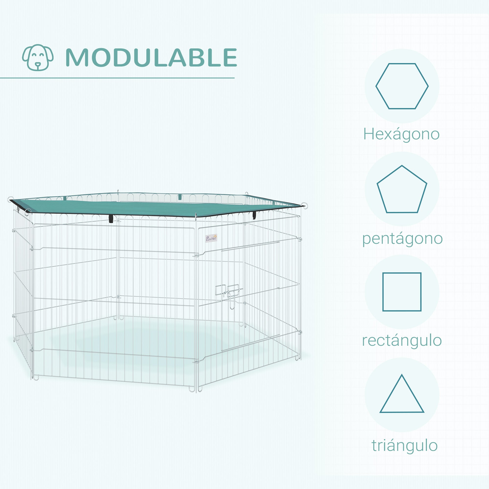 Dog Playpen 6 Panels 59x60 cm Foldable Metal Fence for Pets with Door with Latch and Top Canopy for Garden Patio Outdoor Silver