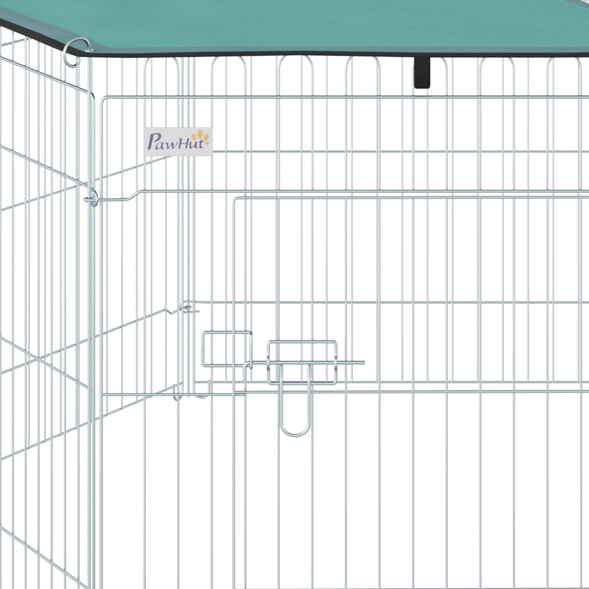 Dog Playpen 6 Panels 59x60 cm Foldable Metal Fence for Pets with Door with Latch and Top Canopy for Garden Patio Outdoor Silver