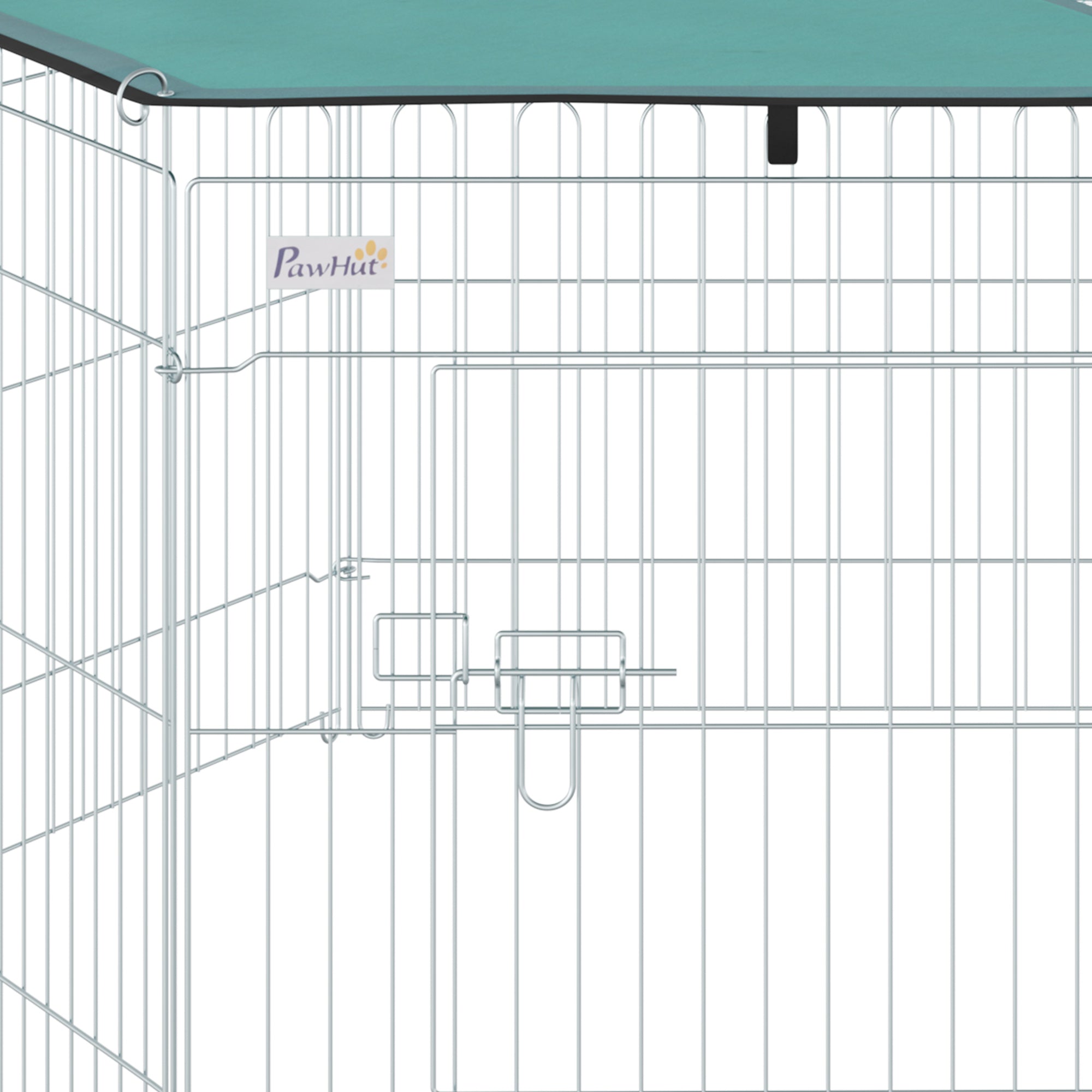 Dog Playpen 6 Panels 59x60 cm Foldable Metal Fence for Pets with Door with Latch and Top Canopy for Garden Patio Outdoor Silver
