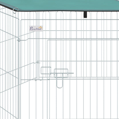 Dog Playpen 6 Panels 59x60 cm Foldable Metal Fence for Pets with Door with Latch and Top Canopy for Garden Patio Outdoor Silver