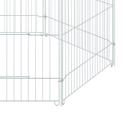 Dog Playpen 6 Panels 59x60 cm Foldable Metal Fence for Pets with Door with Latch and Top Canopy for Garden Patio Outdoor Silver