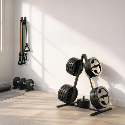 SPORTNOW Weight Plate Rack for 1 in (2.5 cm) Plates — 200 kg (441 lb) Capacity — Home Gym Storage