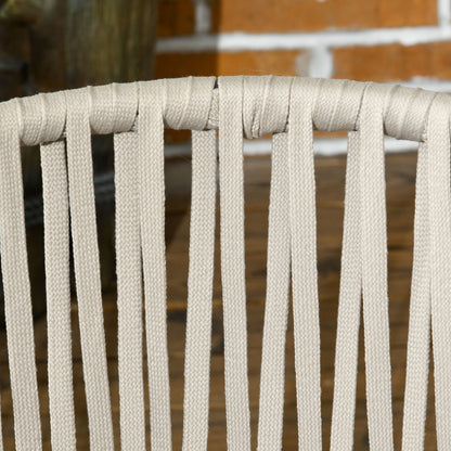 2-Pack of Garden Chairs with Cushions Garden Chair Set in Boho Style Patio Chair, Garden Furniture Balcony Chair Terrace Chair, Metal Frame, 57 x 60 x 71 cm, Beige