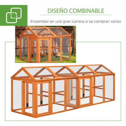 Outdoor Chicken Coop 140x88.5x106 cm Chicken Coop for 1-3 Chickens with 3 Perches Wood Frame and 2 Doors with Lock for Yard Natural Wood