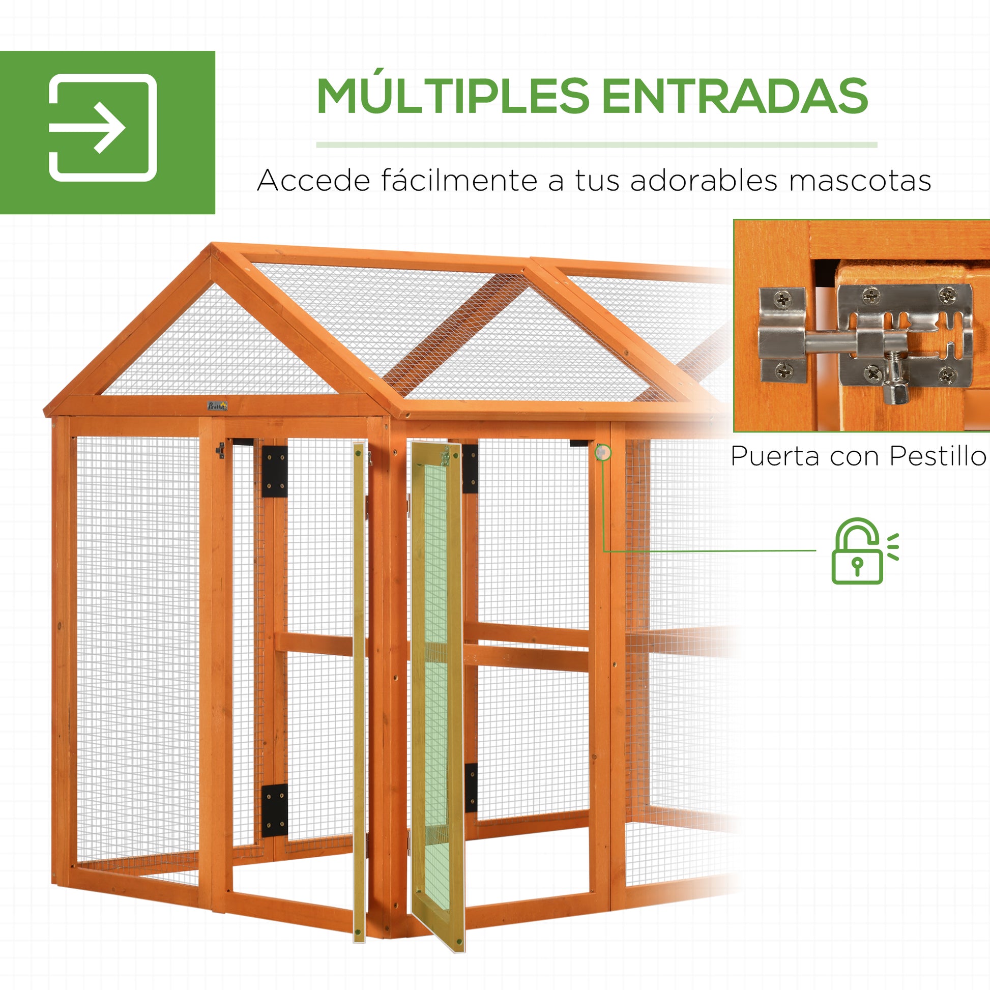 Outdoor Chicken Coop 140x88.5x106 cm Chicken Coop for 1-3 Chickens with 3 Perches Wood Frame and 2 Doors with Lock for Yard Natural Wood