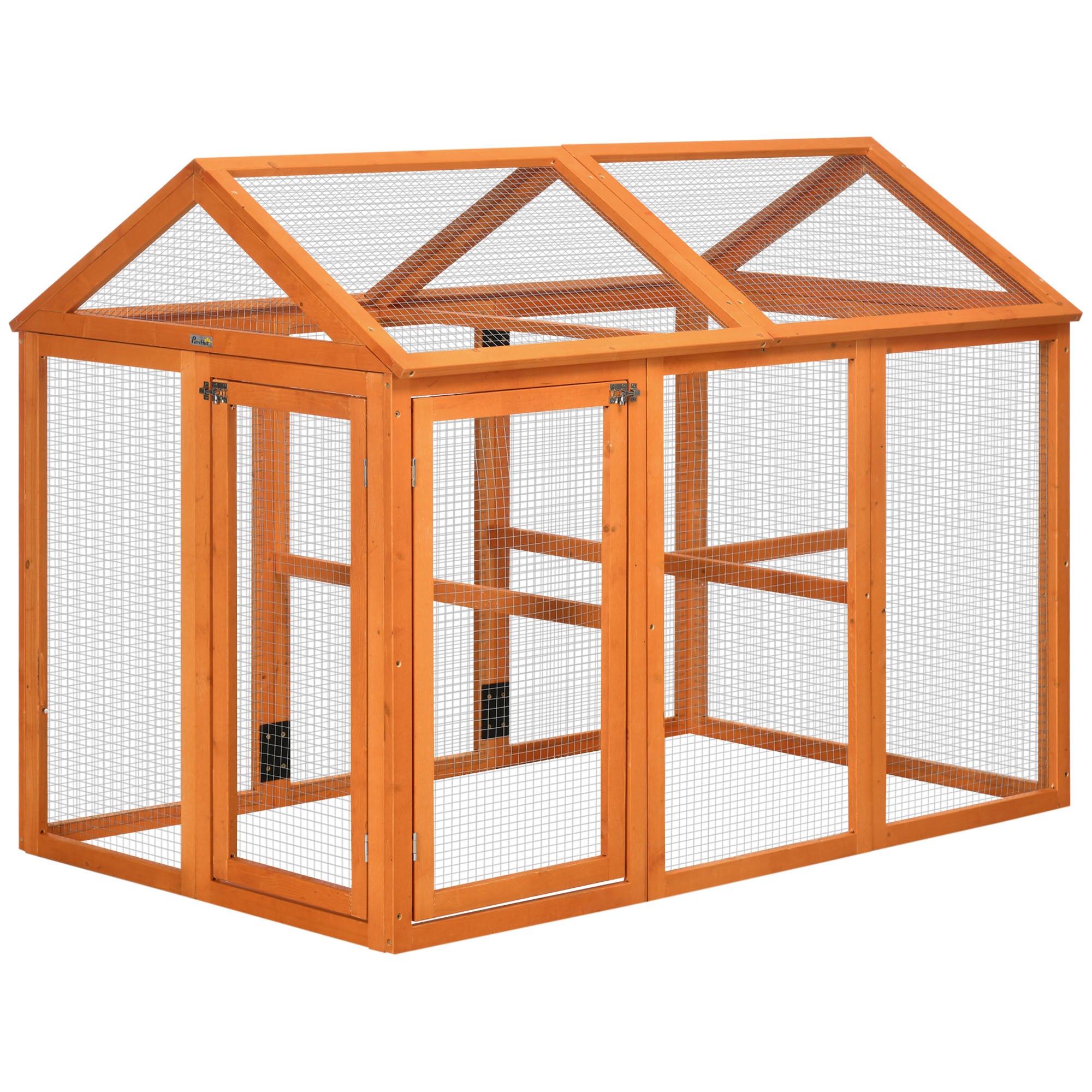Outdoor Chicken Coop 140x88.5x106 cm Chicken Coop for 1-3 Chickens with 3 Perches Wood Frame and 2 Doors with Lock for Yard Natural Wood