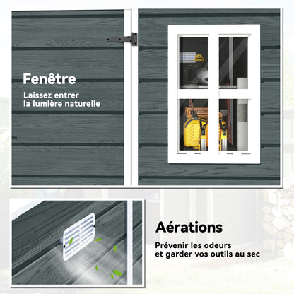 6 ft x 6 ft Weathered Gray Garden Shed with Floor, Wood-Effect Panels, Lockable Door & Windows for Patio, Lawn or Garage