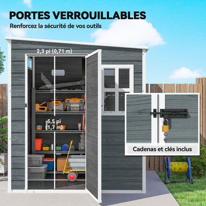 6 ft x 6 ft Weathered Gray Garden Shed with Floor, Wood-Effect Panels, Lockable Door & Windows for Patio, Lawn or Garage