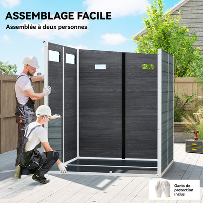 6 ft x 6 ft Weathered Gray Garden Shed with Floor, Wood-Effect Panels, Lockable Door & Windows for Patio, Lawn or Garage