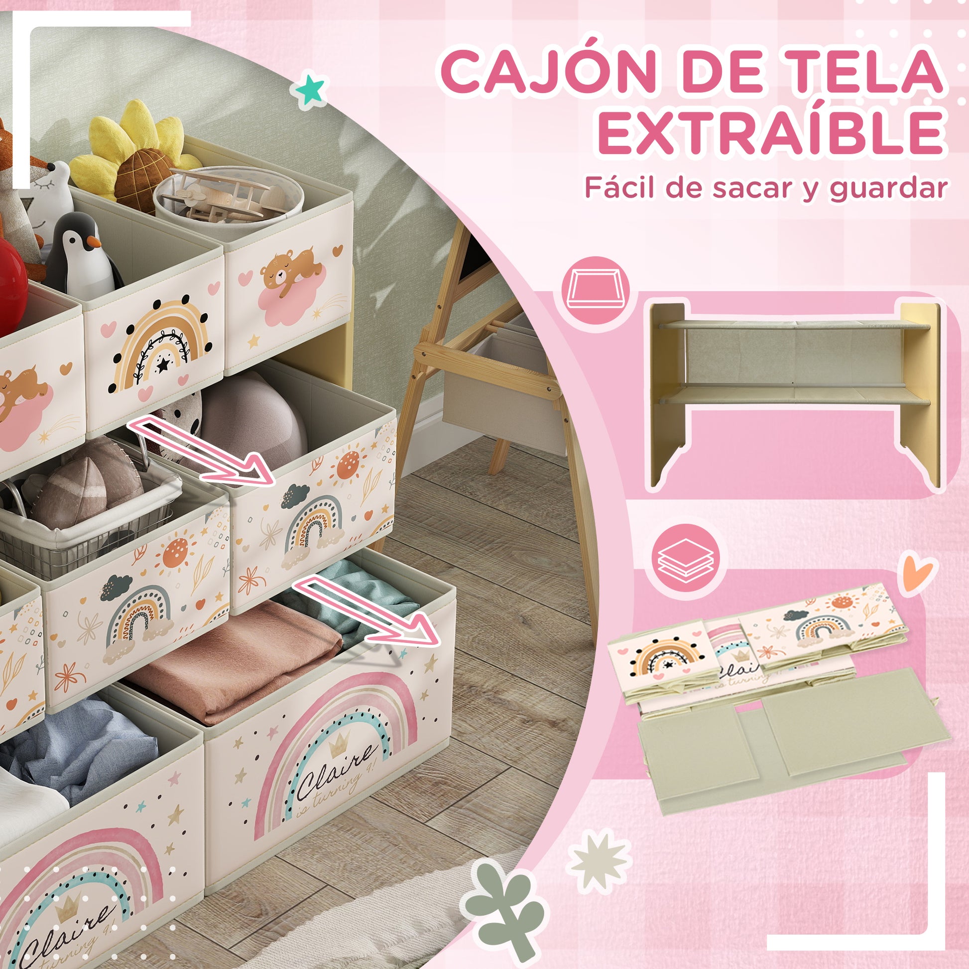 Toy Shelf for Kids Toy Organizer with 9 Non-woven Fabric Baskets for Nursery Playroom 93x30x70 cm Yellow