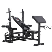 Weight Bench with Adjustable Barbell Rack in 6 Positions and 5-Position Adjustable Backrest, Steel and PU Weight Bench for Home Gym, Load Capacity 120 kg, Black