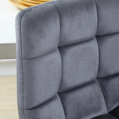 Set of 2 Bar Stools, Bistro Stools with Footrest, Bar Chairs, Velvet Cover, Kitchen Stool, Counter Stool Set with Steel Legs for Living Room, Dining Room, Gray, 42 x 47 x 105 cm