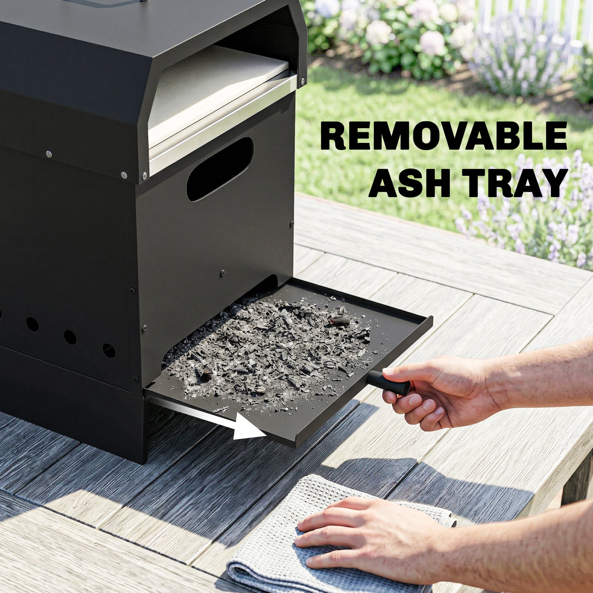 3-in-1 Outdoor Wood-Fired Pizza Oven, Stainless Steel 2-Tier Oven with Pizza Stone, Handles & Peel — Portable Patio Pizza Oven for Garden Parties