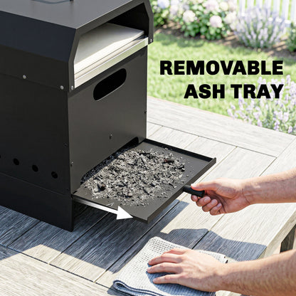 3-in-1 Outdoor Wood-Fired Pizza Oven, Stainless Steel 2-Tier Oven with Pizza Stone, Handles & Peel — Portable Patio Pizza Oven for Garden Parties