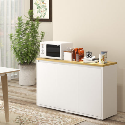 Living Room Sideboard Storage Cabinet Kitchen Sideboard with 3 Doors and Adjustable Shelves for Dining Room Entryway 120x37x75 cm White