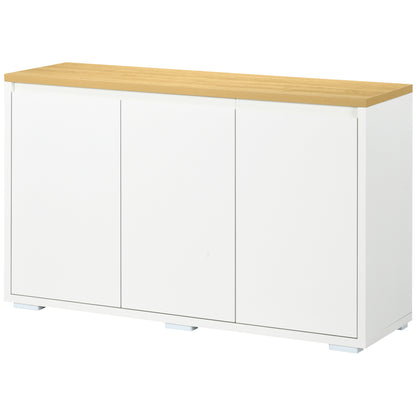 Living Room Sideboard Storage Cabinet Kitchen Sideboard with 3 Doors and Adjustable Shelves for Dining Room Entryway 120x37x75 cm White