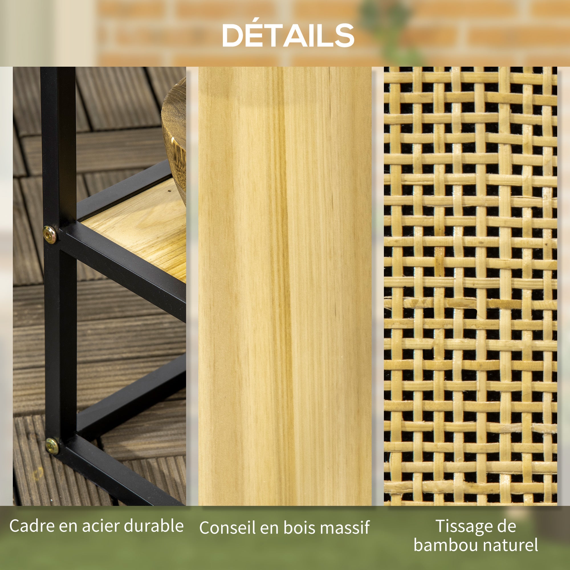 Rectangular Raised Planter with Lower Shelf Outdoor Square Vegetable Garden - Metal and Wood - 55 x 20 x 56 cm