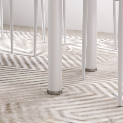 5-Piece Dining Set, Dining Table with 4 Chairs, Kitchen Table with Tempered Glass Top, Dining Group, Dining Furniture, Dining Table Set for Kitchen, Dining Room, Steel, White