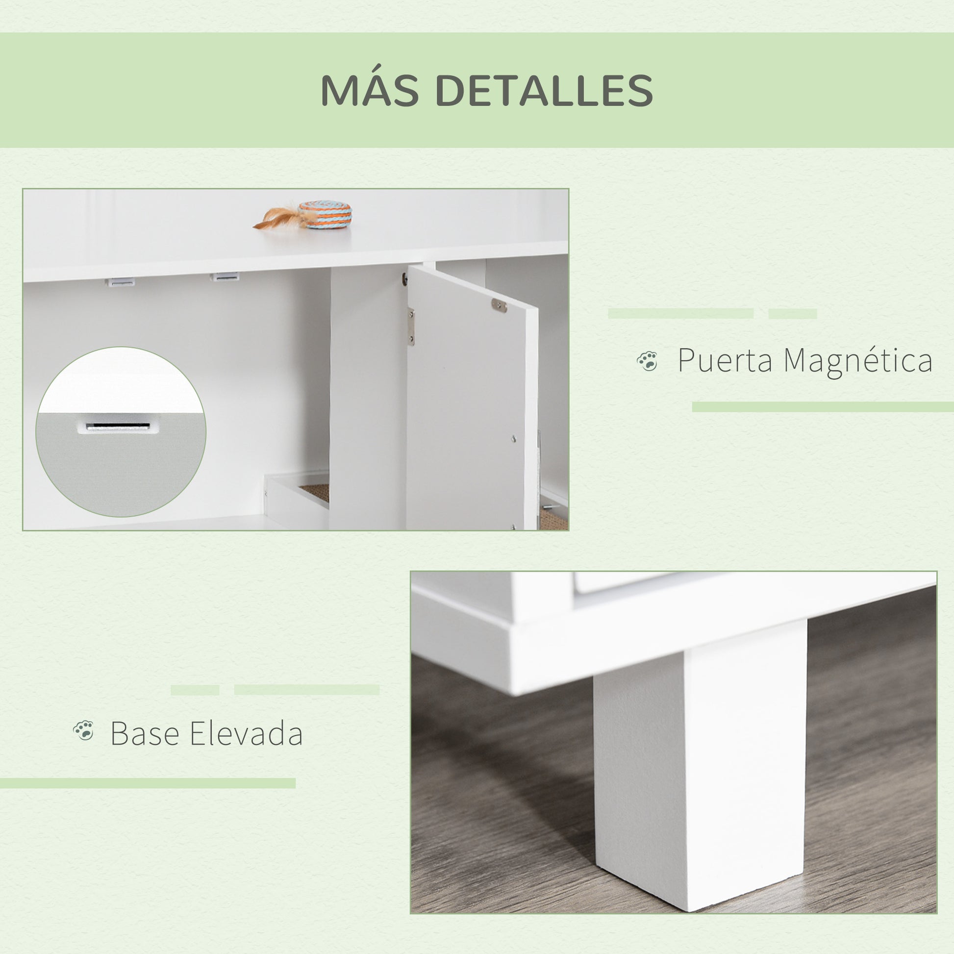 Cat Litter Box Furniture with Door Scratcher for Cats Litter Box for Cats Indoor 91x52x50.5 cm White