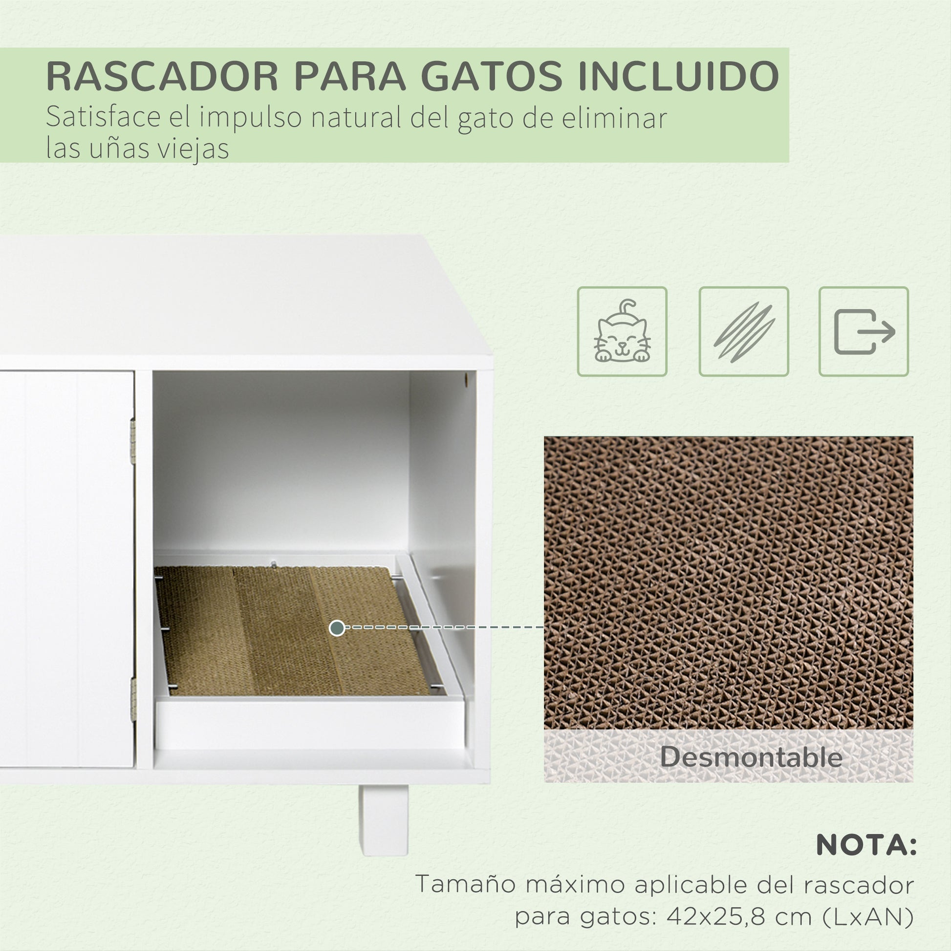 Cat Litter Box Furniture with Door Scratcher for Cats Litter Box for Cats Indoor 91x52x50.5 cm White
