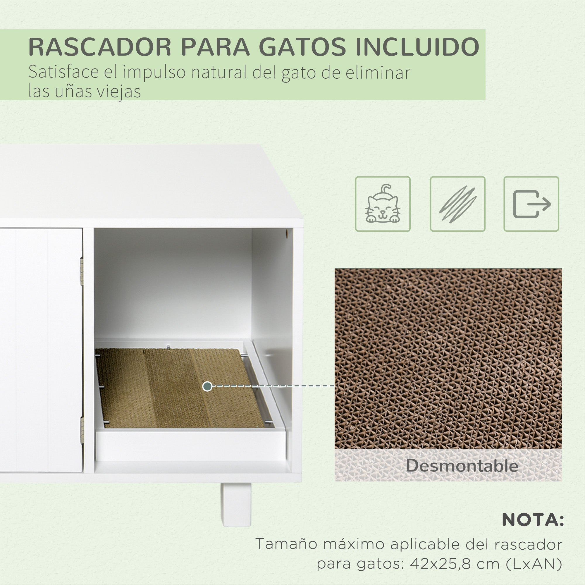 Cat Litter Box Furniture with Door Scratcher for Cats Litter Box for Cats Indoor 91x52x50.5 cm White