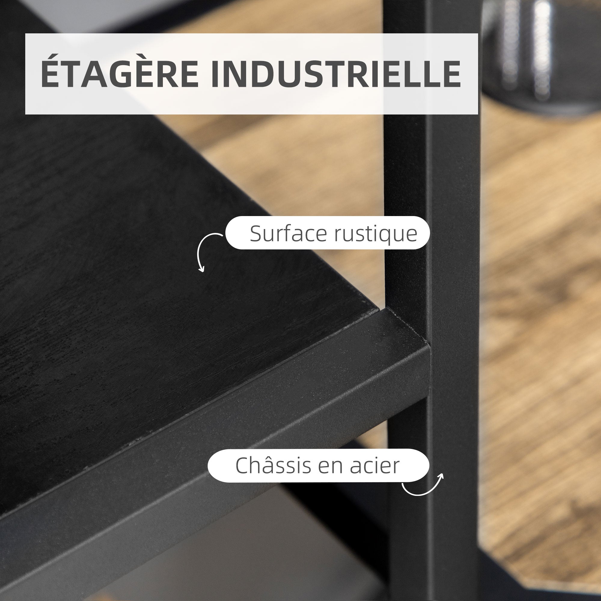Industrial Style 7-Shelf Bookcase Storage Unit with Steel Frame for Living Room Bedroom Kitchen - 83x34x180 cm
