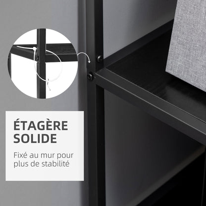 Industrial Style 7-Shelf Bookcase Storage Unit with Steel Frame for Living Room Bedroom Kitchen - 83x34x180 cm