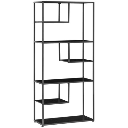 Industrial Style 7-Shelf Bookcase Storage Unit with Steel Frame for Living Room Bedroom Kitchen - 83x34x180 cm