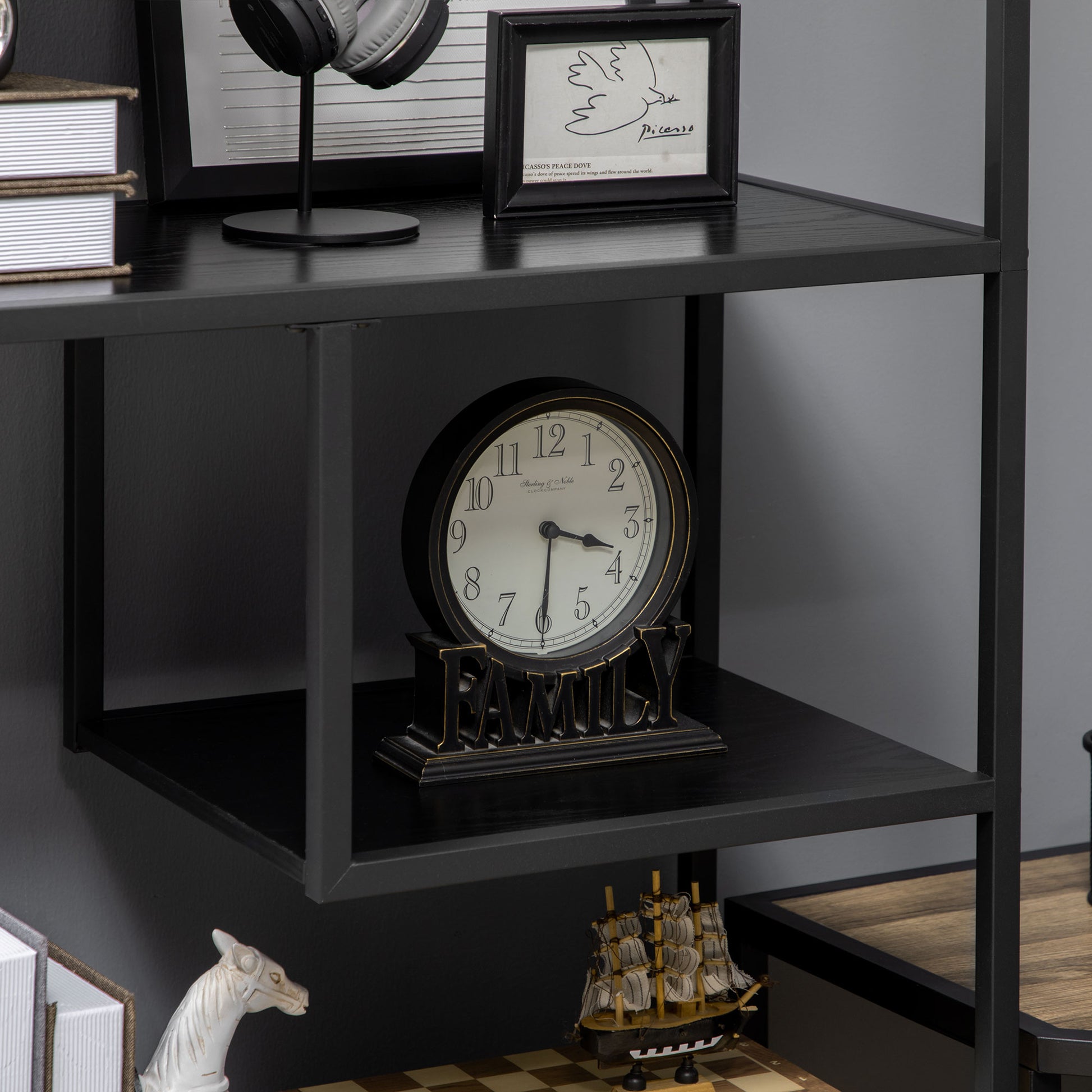 Industrial Style 7-Shelf Bookcase Storage Unit with Steel Frame for Living Room Bedroom Kitchen - 83x34x180 cm