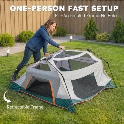 4–6 Person Waterproof Family Camping Tent, Removable Top for Stargazing, 3000 mm Waterproof, UV30+ Sun Protection — Green