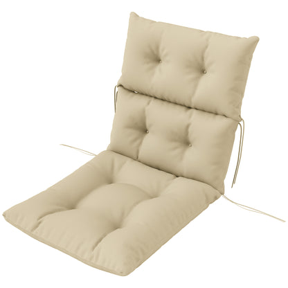 Chair Cushion, 115x56 cm Chair Cushion with Tie Straps, Backrest, 10cm Thick Padding, Water-Resistant Seat Pad for Home, Garden, Office, Chairs, Beige