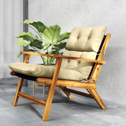 Chair Cushion, 115x56 cm Chair Cushion with Tie Straps, Backrest, 10cm Thick Padding, Water-Resistant Seat Pad for Home, Garden, Office, Chairs, Beige