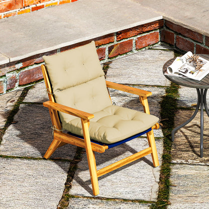 Chair Cushion, 115x56 cm Chair Cushion with Tie Straps, Backrest, 10cm Thick Padding, Water-Resistant Seat Pad for Home, Garden, Office, Chairs, Beige