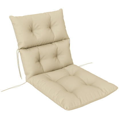Chair Cushion, 115x56 cm Chair Cushion with Tie Straps, Backrest, 10cm Thick Padding, Water-Resistant Seat Pad for Home, Garden, Office, Chairs, Beige
