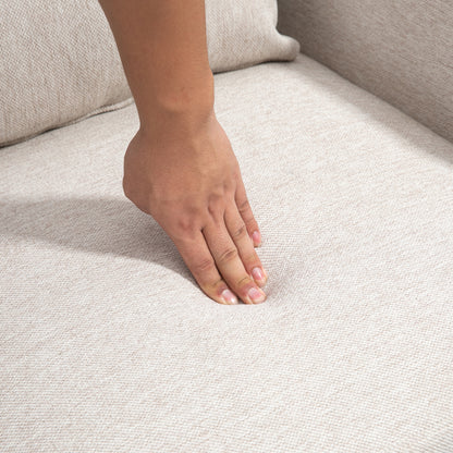 Modern Upholstered Armchair with Extra Cushion, Linen Effect Fabric and Steel, 73x81x82 cm, Cream White